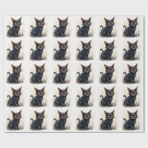 Spooky Black Cat Wrapping Paper