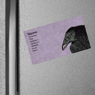 Spooky Black Crow Raven Face Magnetic Business Card