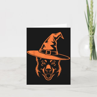 Spooky Black German Shepherd Dog Witch Hat Card