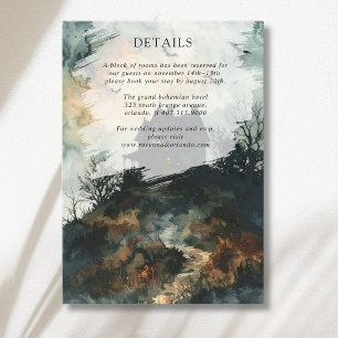 Spooky Black Gothic Castle Moon Wedding Details Enclosure Card