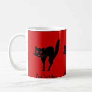 spooky black Halloween cat with arched back Coffee Mug