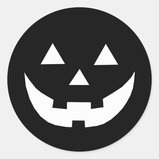 Spooky black Jack o lantern scary funny Halloween Classic Round Sticker (Front)