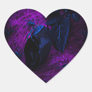Spooky Black Material Rose, Black Spiders Heart Sticker