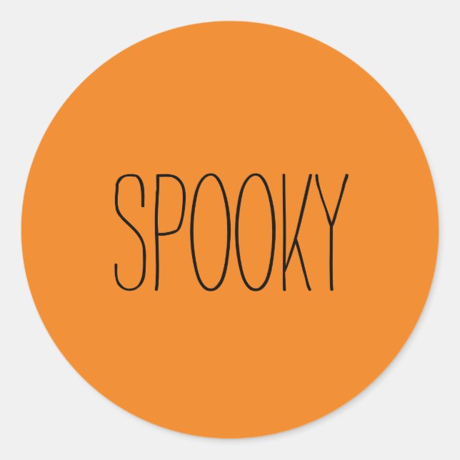 Spooky black orange Halloween handwritten Classic Round Sticker (Front)