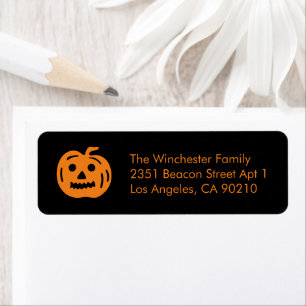 Spooky black orange pumpkin fun Halloween address