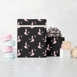 Spooky Black & Pink Witch Wrapping Paper Roll