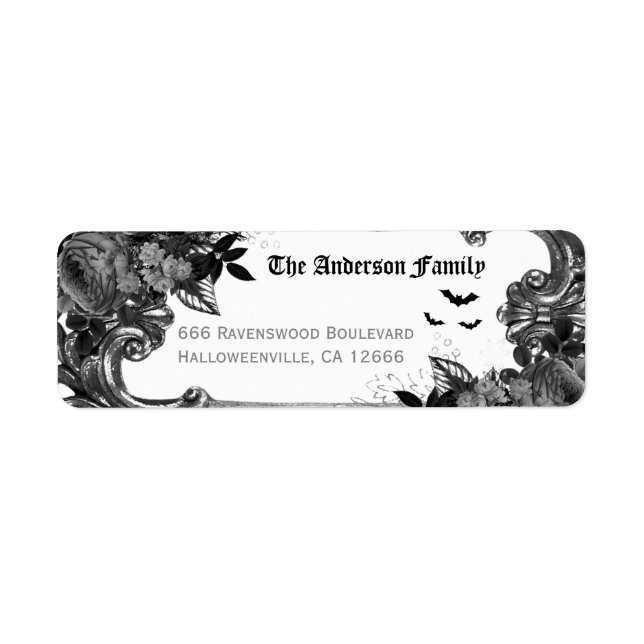 Spooky Black Raven Halloween Return Address Label (Front)