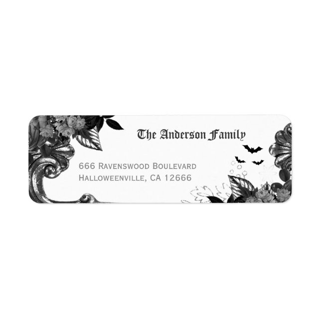Spooky Black Raven Halloween Return Address Label (Front)