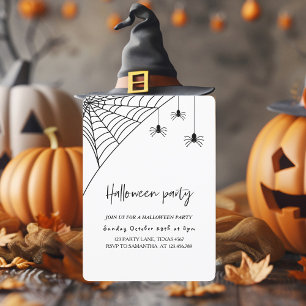 Spooky Black Spiders Party   Happy Halloween  Invitation