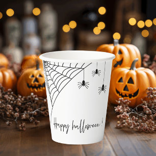 Spooky Black Spiders Party   Happy Halloween  Paper Cups