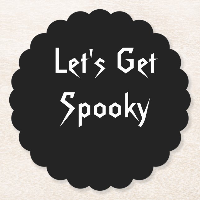 Spooky Black & White Halloween Party Paper Coaster (Front)
