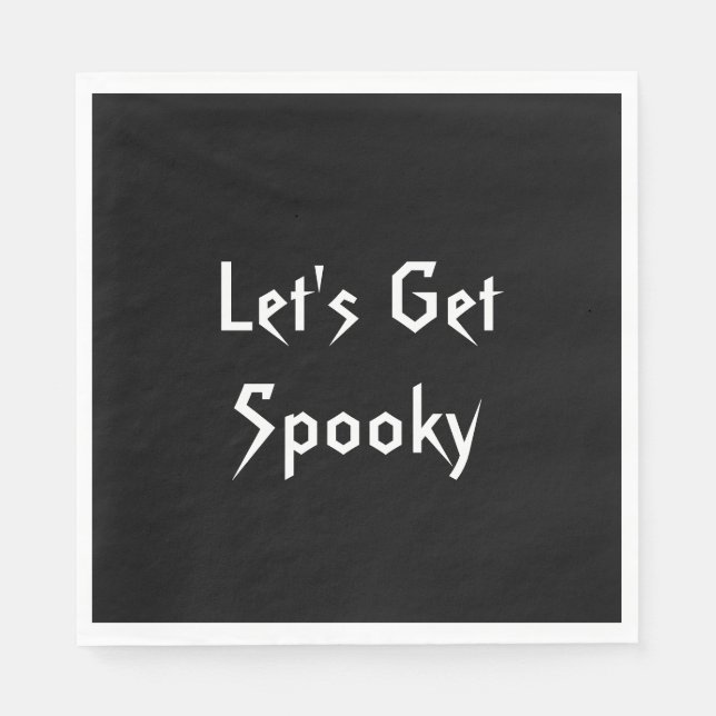 Spooky Black & White Halloween Party Paper Napkin (Front)