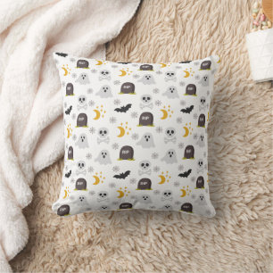 Spooky Black & White Halloween Throw Pillow
