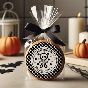 Spooky Black White Skeleton Boy Halloween Birthday Classic Round Sticker