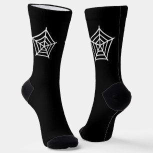 Spooky black white spider web modern fun Halloween Socks