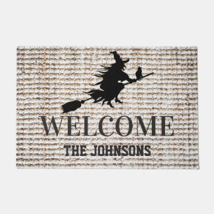 Spooky Black Witch Halloween Doormat