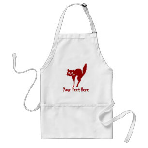 spooky blood red cat halloween fun standard apron