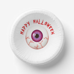 Spooky Bloodshot Eyeball Happy Halloween Paper Plate