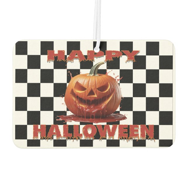 Spooky Bloody Pumpkin Halloween Car Air Freshener (Back)