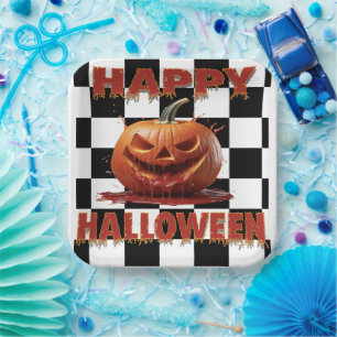Spooky Bloody Pumpkin Halloween Paper Plate