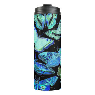 Spooky Blue Black Butterfly Moth Thermal Tumbler