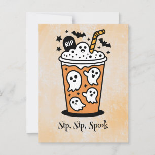 spooky boba,Kawaii boo, cute spooky halloween Postcard
