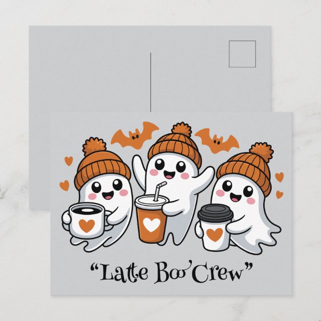 spooky boba,Kawaii boo, cute spooky halloween Postcard (Front/Back)