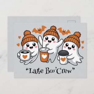 spooky boba,Kawaii boo, cute spooky halloween Postcard