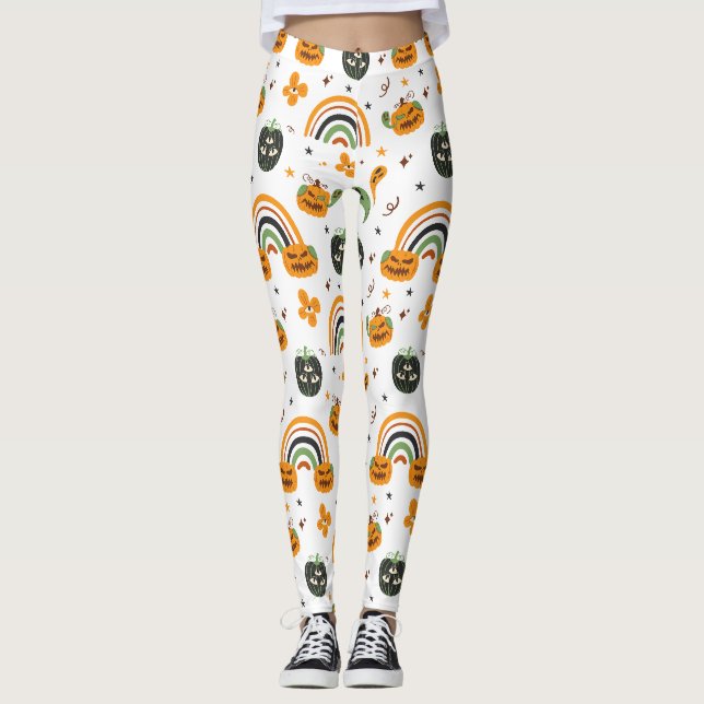 Spooky Boho Pattern Halloween  Leggings (Front)