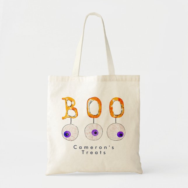 Spooky Boo Bloody Eyeball Halloween Trick or Treat Tote Bag (Front)