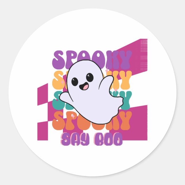 Spooky Boo Classic Round Sticker (Front)