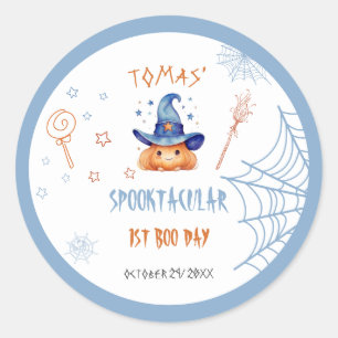 Spooky Boo Day Halloween Boy birthday Classic Round Sticker