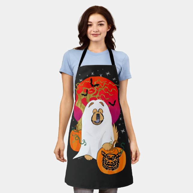 SPOOKY BOO-DOG  grooming/chef apron (Worn)