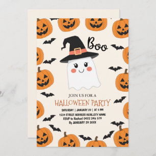 Spooky Boo Ghost Kids Halloween Party Invitation