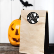 Spooky Boo! Halloween Ghost & Bats Black