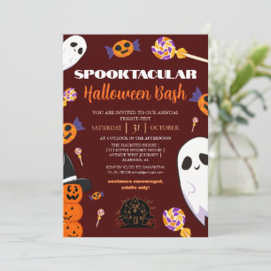 spooky Boo Haunted house Halloween bash party Invitation
