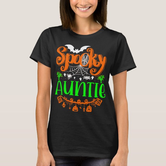 Spooky Boo Pumpkin Halloween Auntie Giftidea T-Shirt (Front)