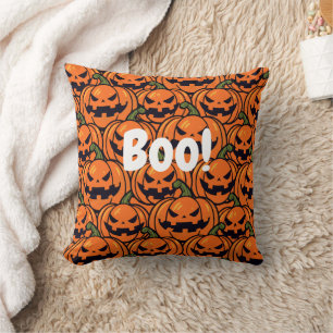 Spooky Boo pumpkin jack-o-lantern Halloween Cushion