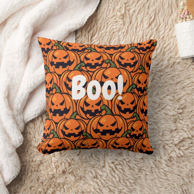Spooky Boo pumpkin jack-o-lantern Halloween Cushion (Blanket)