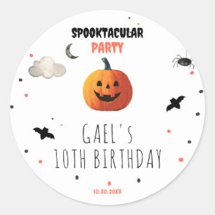 Spooky Boo Pumpkin Kids Birthday Halloween Classic Round Sticker