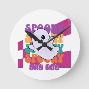 Spooky Boo Round Clock