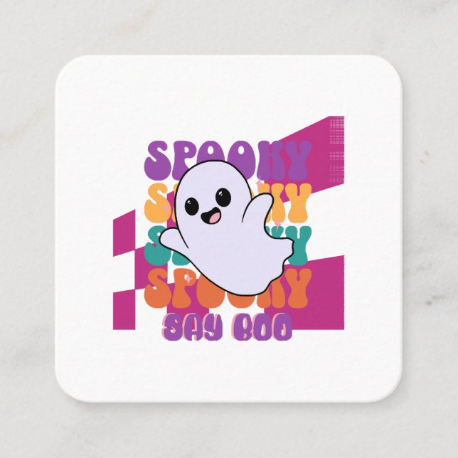 Spooky Boo Square Business Card (Front)