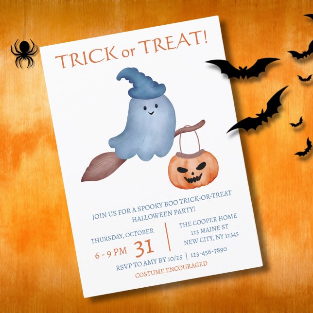 Spooky Boo Trick or Treat Kids & Family Halloween  Invitation (Creator Uploaded)