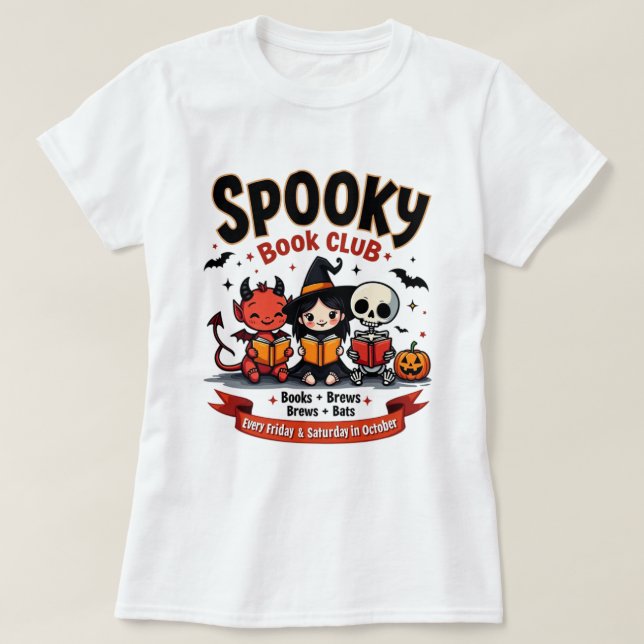 Spooky Book Club Halloween T-Shirt (Design Front)