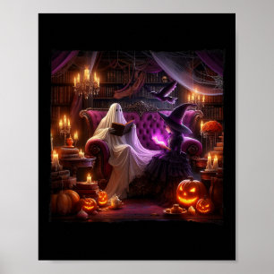 Spooky Bookish Haunted Halloween Vintage Bookstore Poster