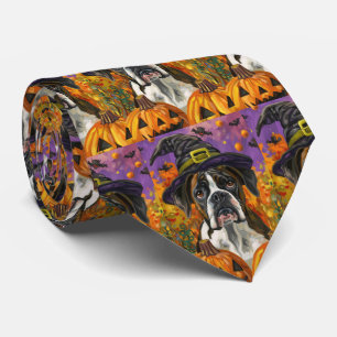 Spooky Boxer Halloween Witch And Pumpkin Tie