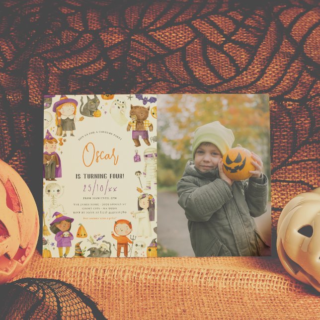 Spooky Boy Halloween Costume Birthday Party Photo Invitation (Creator Uploaded)