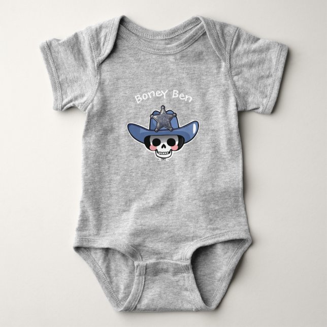 Spooky Boy Halloween, Skeleton Cowboy Bodysuit (Front)