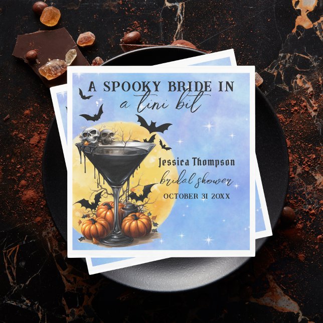 Spooky Bride In A Tini Bit Martini Bridal Shower Napkin (Creator Uploaded)