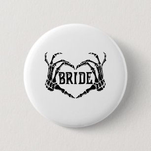 Spooky Bride Skeleton Hands Engagement Wedding Hal 6 Cm Round Badge